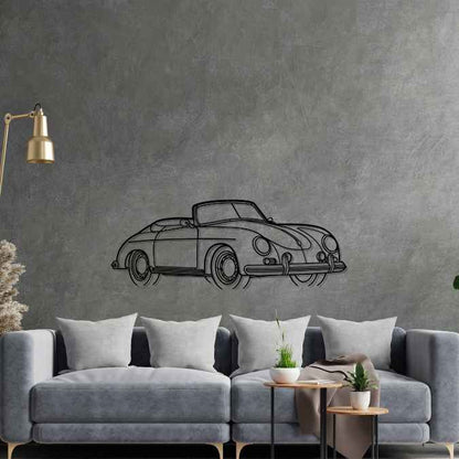 356 D Cabrio 1959 Angle Silhouette Metal Wall Art