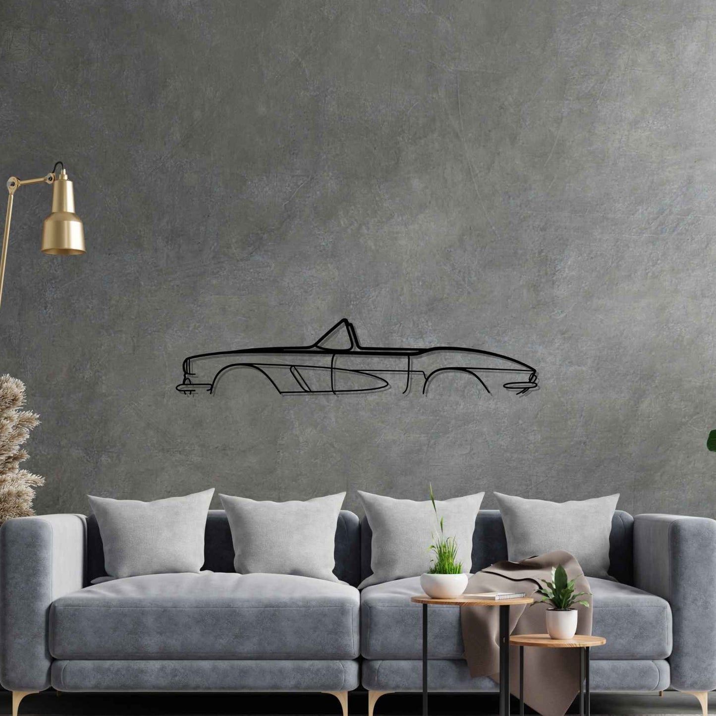 Corvette C1 1962 Classic Silhouette Metal Wall Art