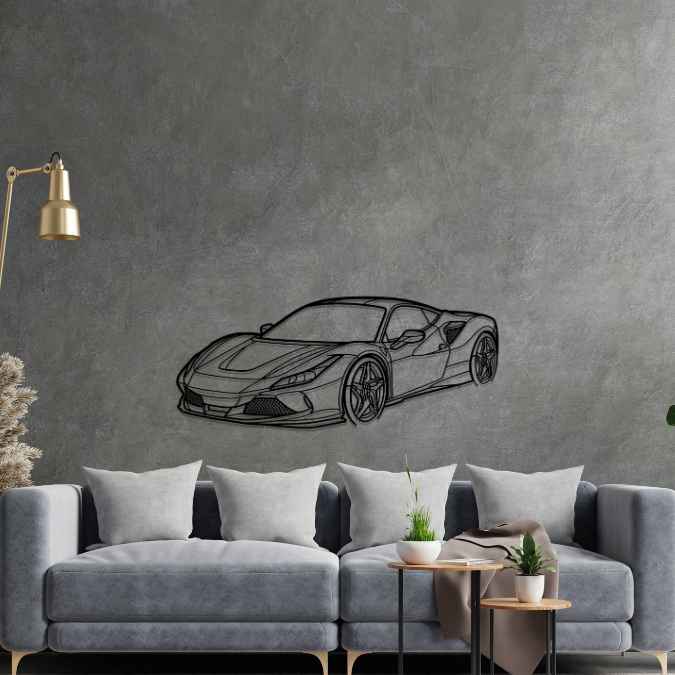 F8 Tributo Front Angle Silhouette Metal Wall Art