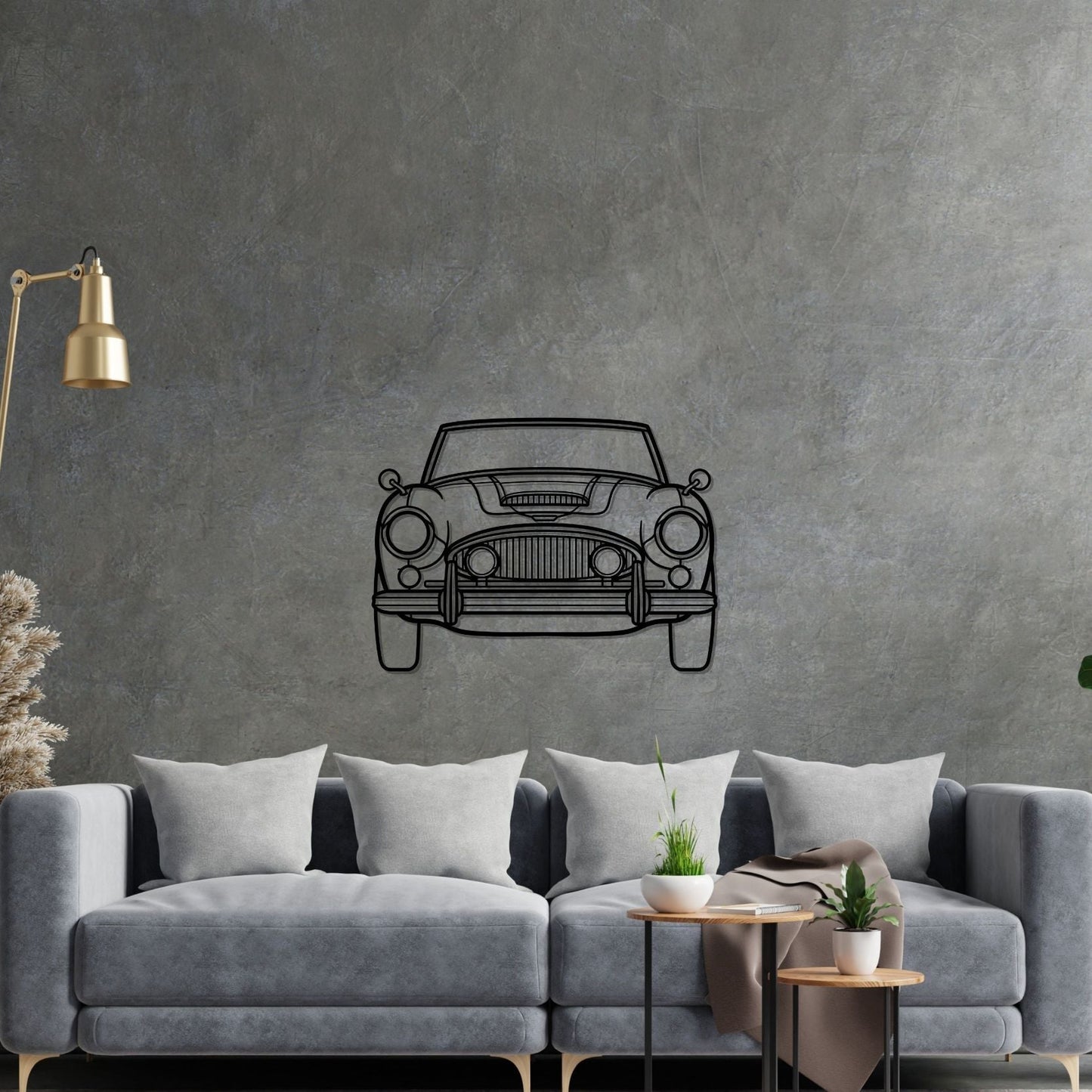 Healey 3000 MkIII 1965 Front Silhouette Metal Wall Art