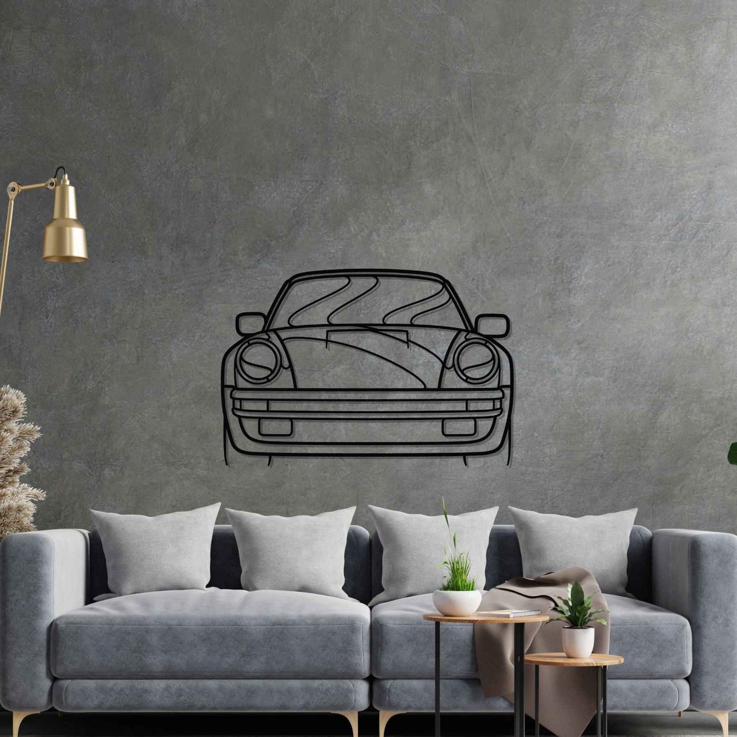 911 turbo model 930 Front Silhouette Metal Wall Art