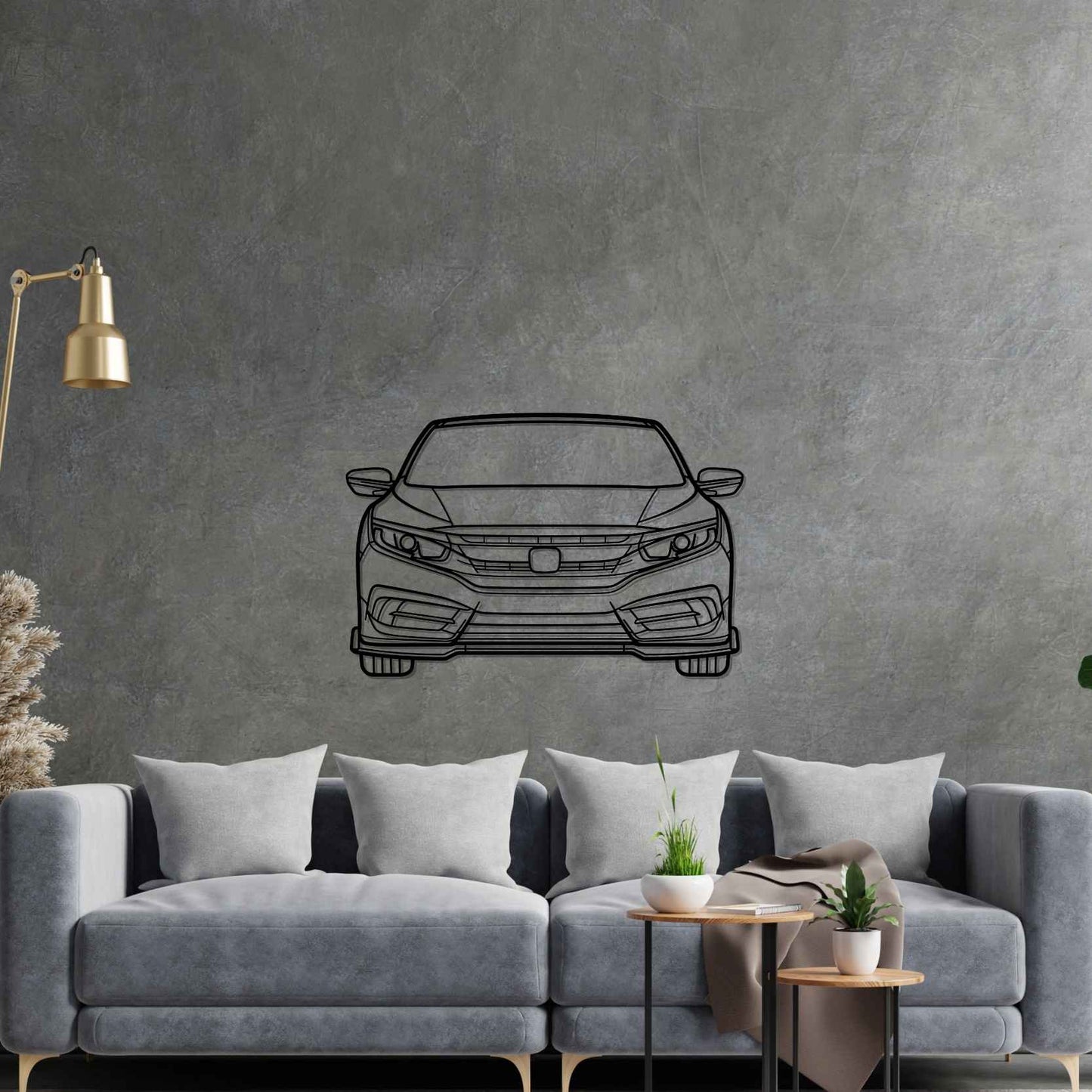 Civic 2016 Front  Silhouette Metal Wall Art