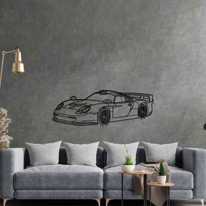 911 Model 996 GT1 Angle Silhouette Metal Wall Art