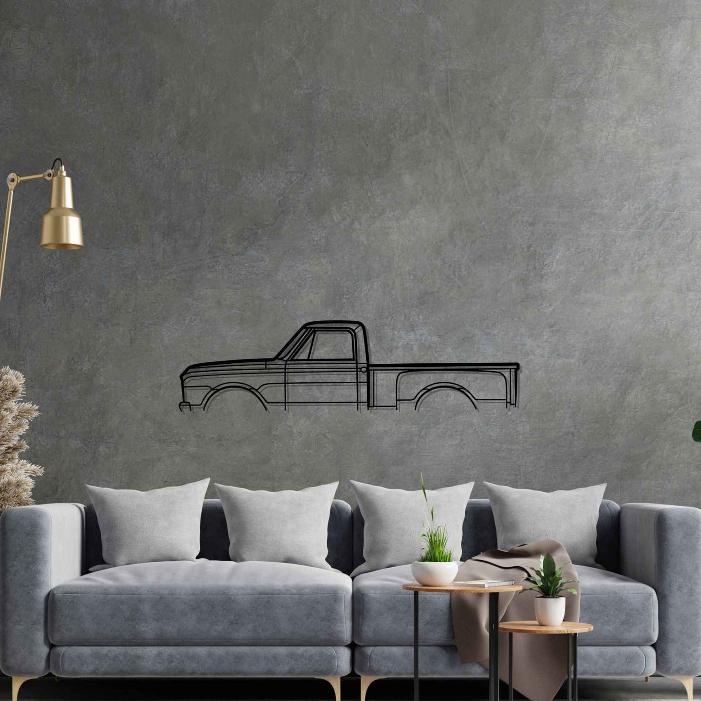 C10 Stepside 1968 Classic Silhouette Metal Wall Art