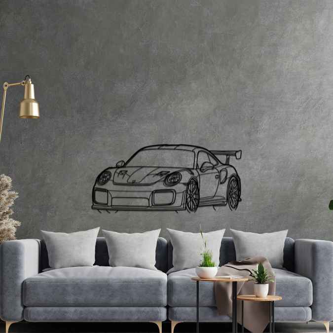 911 991 GT2 RS Angle Silhouette Metal Wall Art