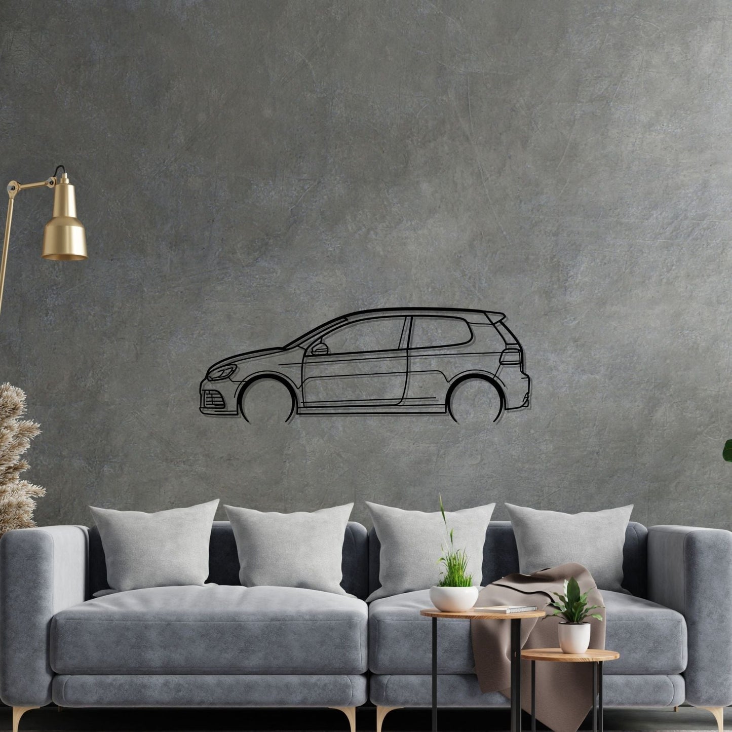 Golf 6 R Detailed Silhouette Metal Wall Art