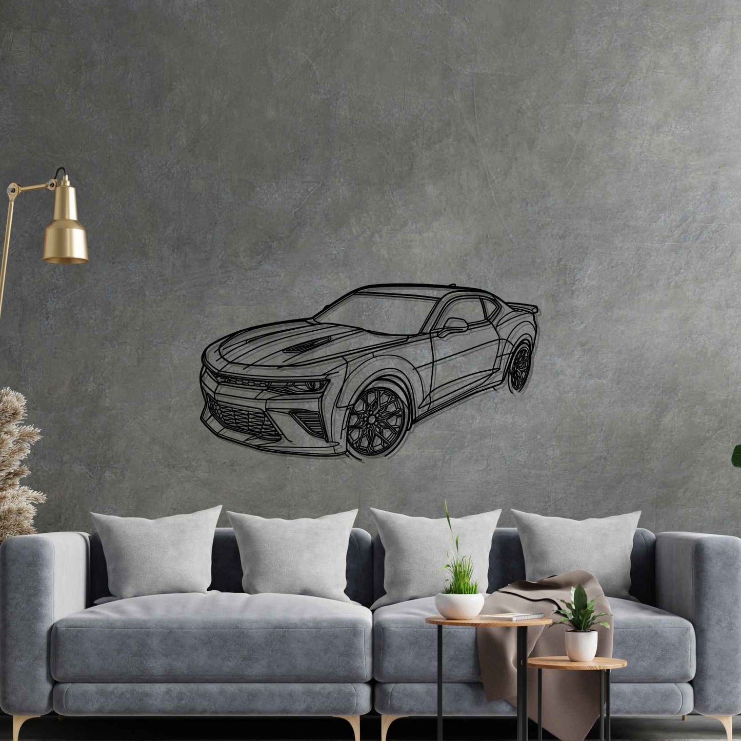 Camaro SS 2016 Angle Silhouette Metal Wall Art