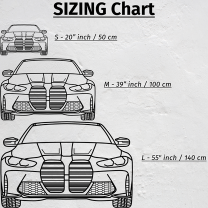 2021 M5 Competition Front View Metal Neon Car Wall Art