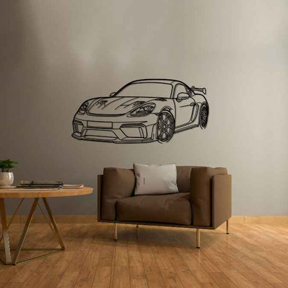 Cayman 718 GT4 RS Angle Silhouette Metal Wall Art