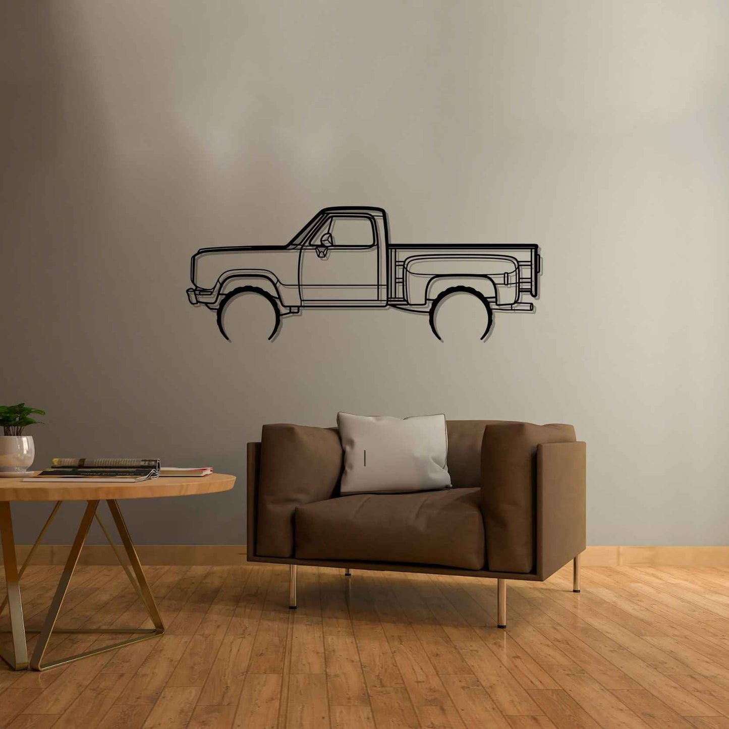 W150 Stepside 1977 Detailed Silhouette Metal Wall Art