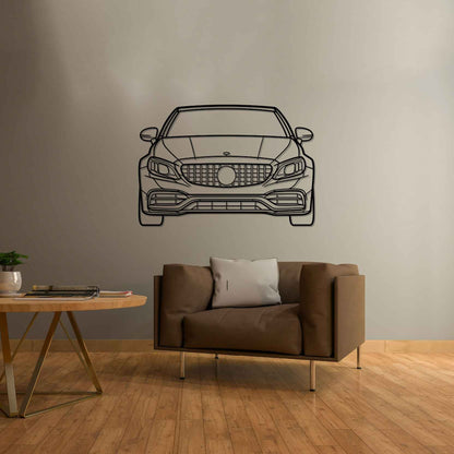 C63 AMG Front Silhouette Metal Wall Art