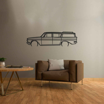 Rambler Wagon 1961 Detailed Silhouette Metal Wall Art