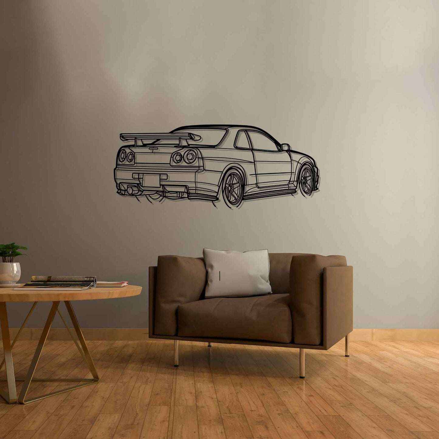 R34 GTR Nismo Angle Silhouette Metal Wall Art