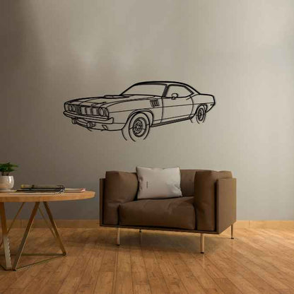 Cuda 1971 Angle Silhouette Metal Wall Art