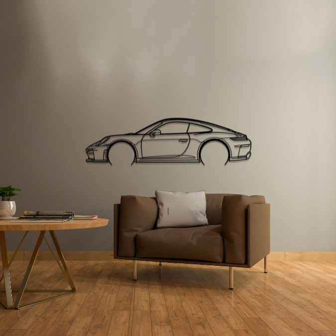 911 GT3 Model 992.2 Touring Detailed Silhouette Metal Wall Art