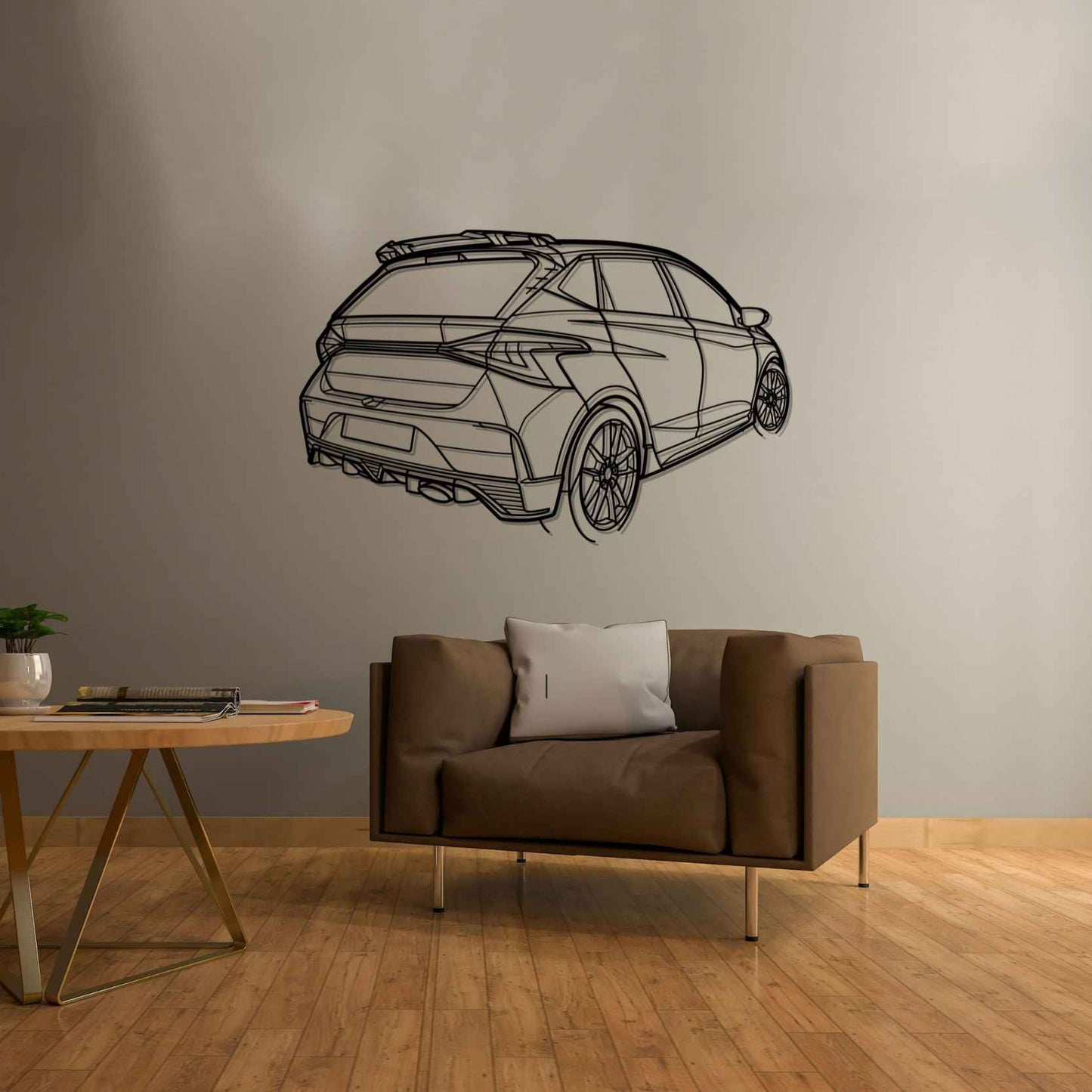 i20N Back Angle Silhouette Metal Wall Art