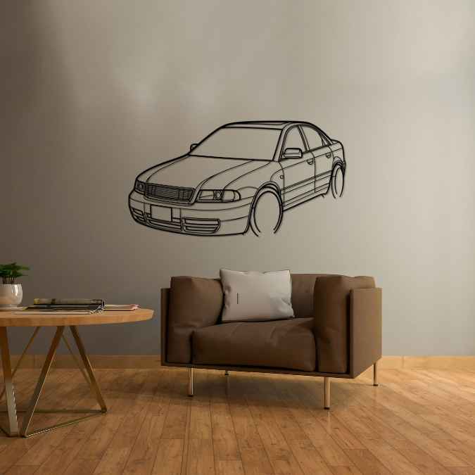 S4 Sedan 2001 Angle Silhouette Metal Wall Art