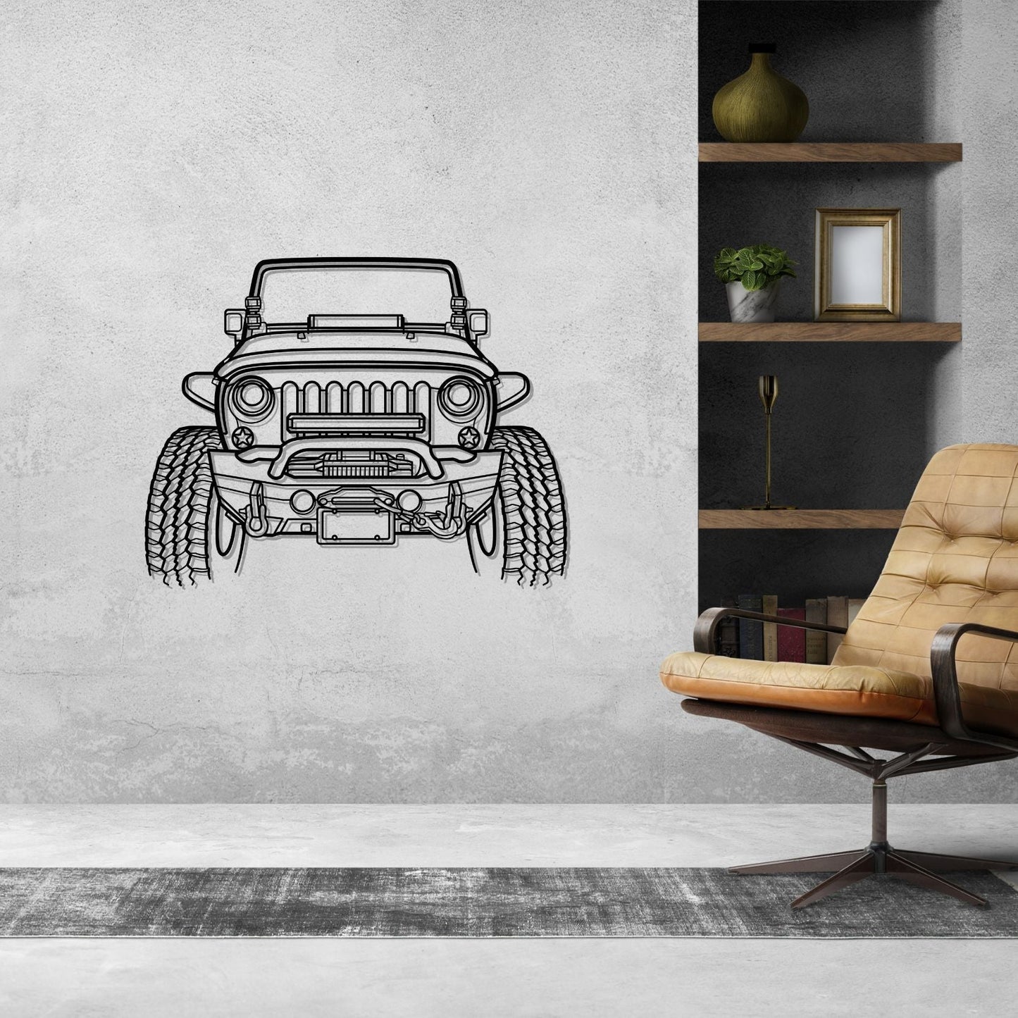 Wrangler Offroad Front Silhouette Metal Wall Art