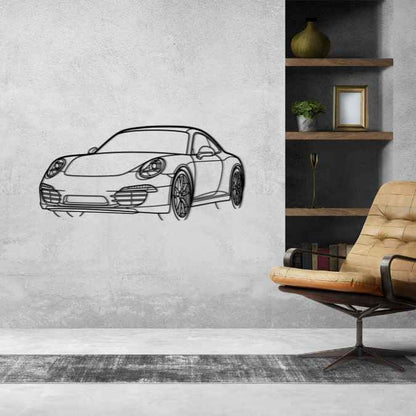 911 Model 991 Carrera 2012 Angle Silhouette Metal Wall Art