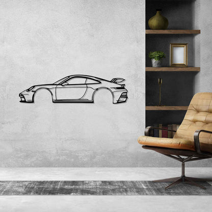 911 GT3 Model 992 Detailed Silhouette Metal Wall Art