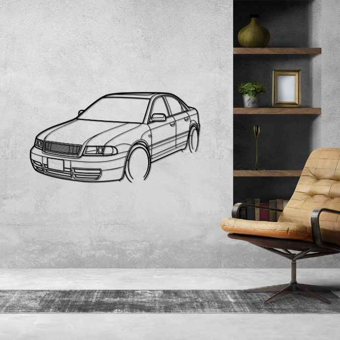 S4 Sedan 2001 Angle Silhouette Metal Wall Art