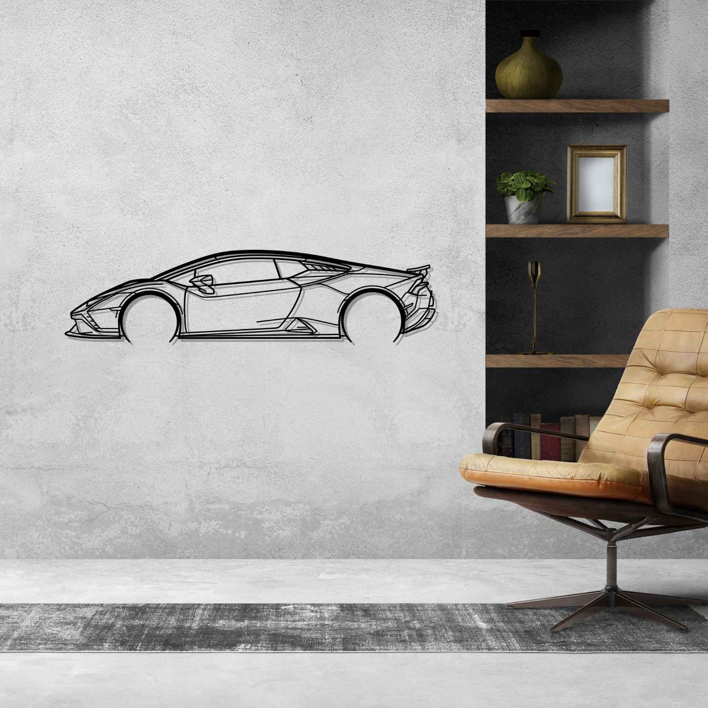 Huracan Tecnica 2023 Detailed Silhouette Metal Wall Art