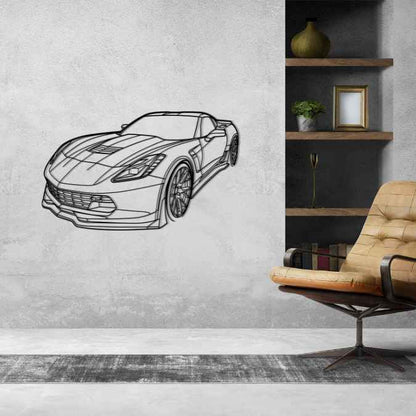 Corvette C7 Z06 Angle Silhouette Metal Wall Art