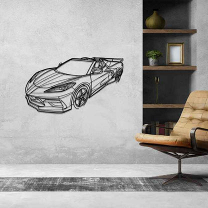 Corvette C8 Stingray Angle Silhouette Metal Wall Art