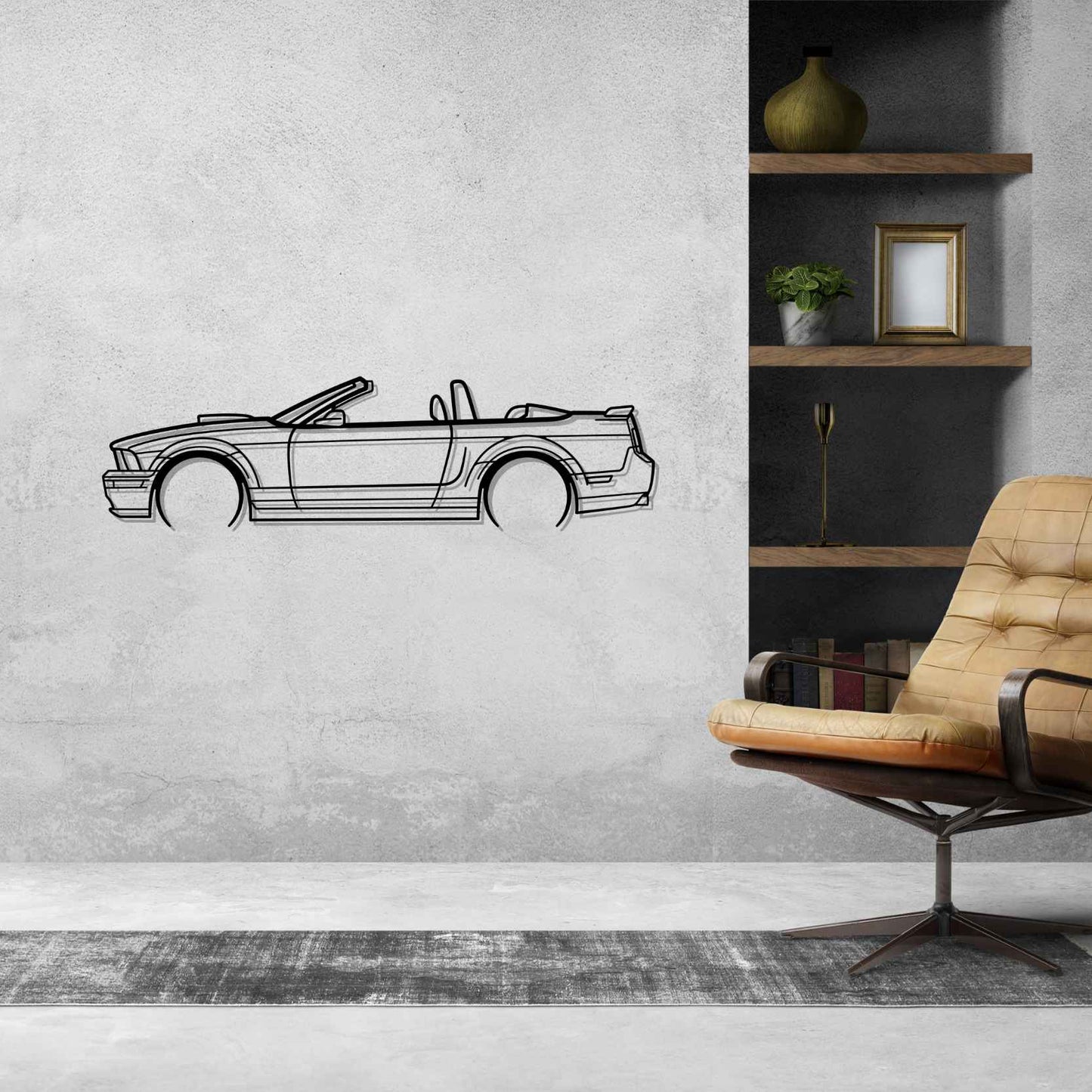 Mustang GT Convertible 2008 Detailed Silhouette Metal Wall Art