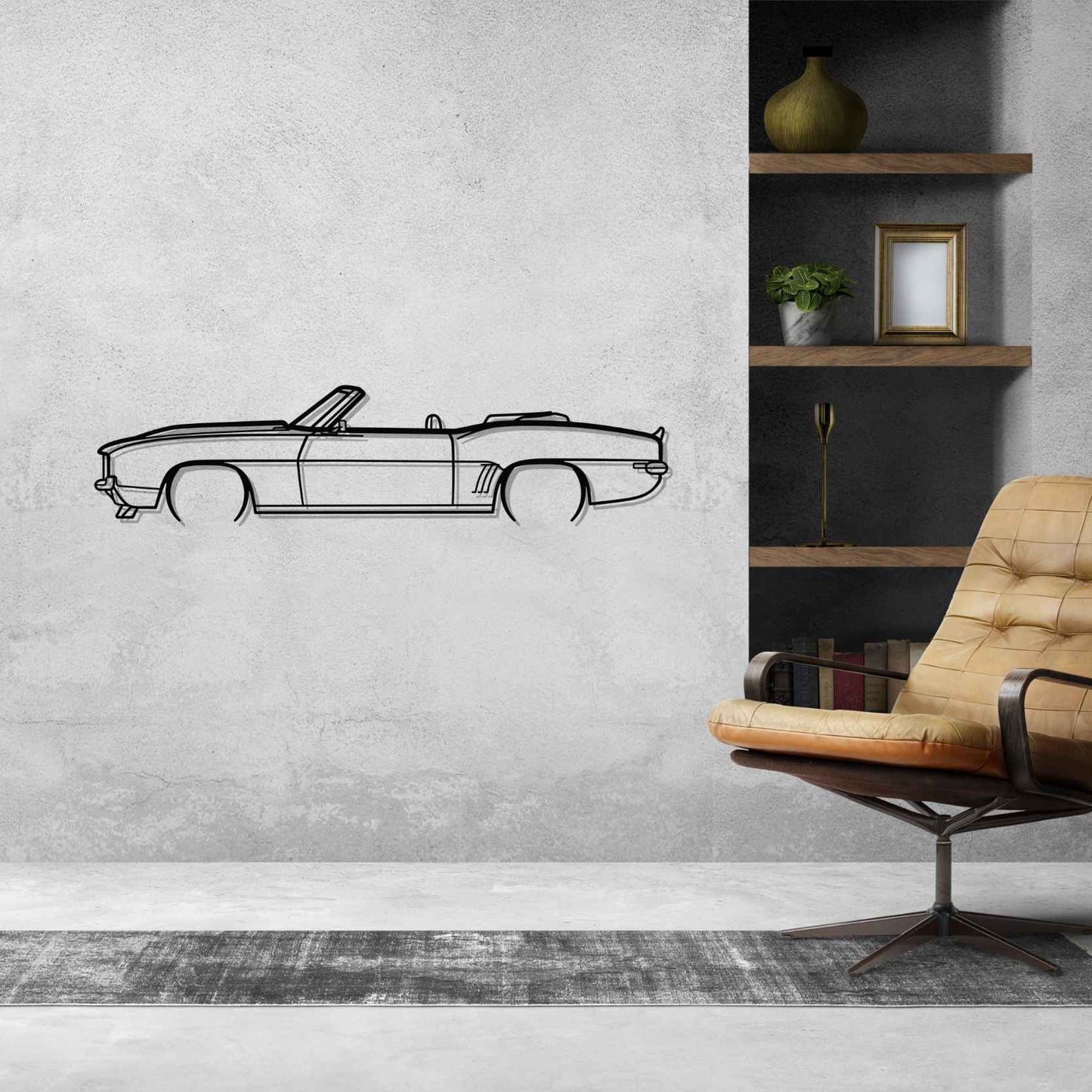 Camaro Convertible 1969 Detailed Silhouette Metal Wall Art