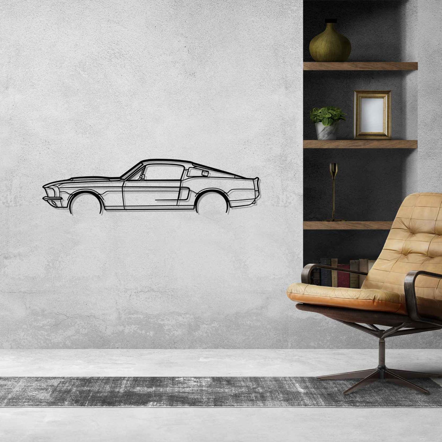 Mustang GT500 1967 Detailed Silhouette Metal Wall Art