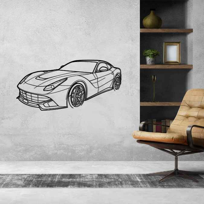 F12 Berlinetta 2013 Angle Silhouette Metal Wall Art