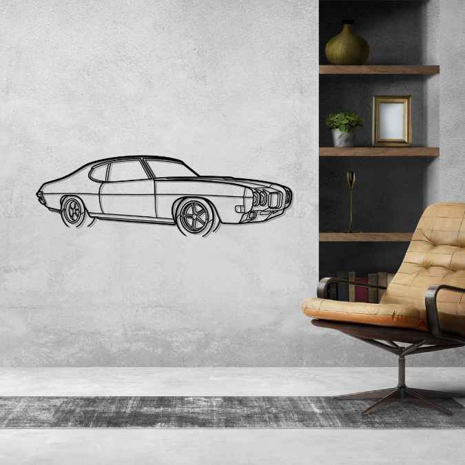 GTO 1970 Angle Silhouette Metal Wall Art