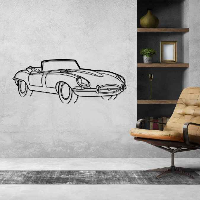 E-Type 1966 Angle Silhouette Metal Wall Art