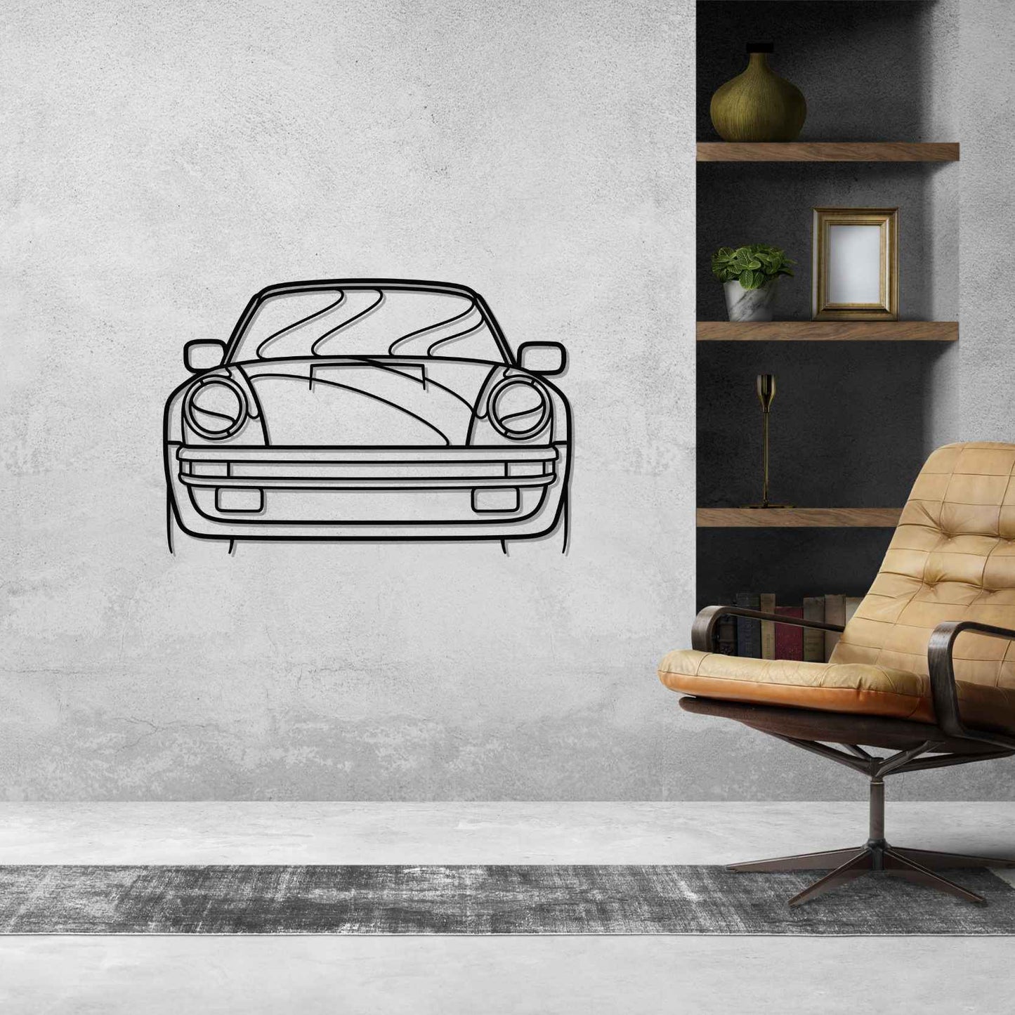 911 turbo model 930 Front Silhouette Metal Wall Art