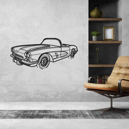 Corvette C1 1960 Angle Silhouette Metal Wall Art