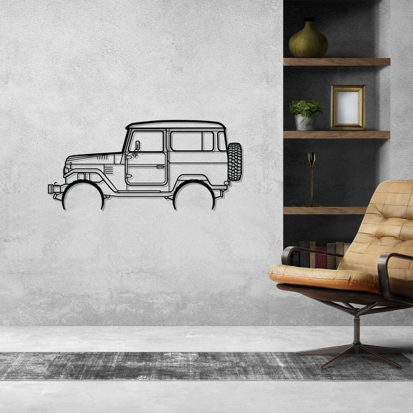 FJ40 1977 Detailed Silhouette Metal Wall Art