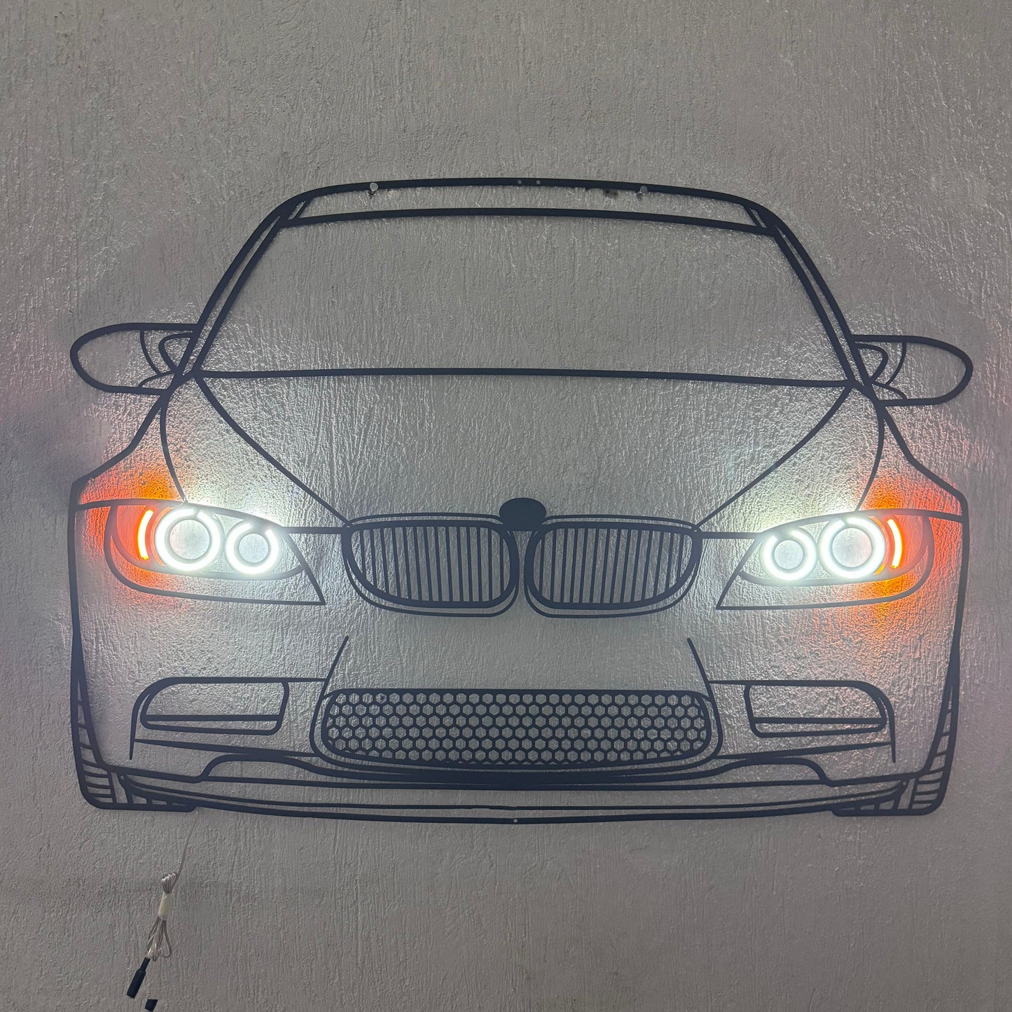 E92 Front View Metal Neon Car Wall Art