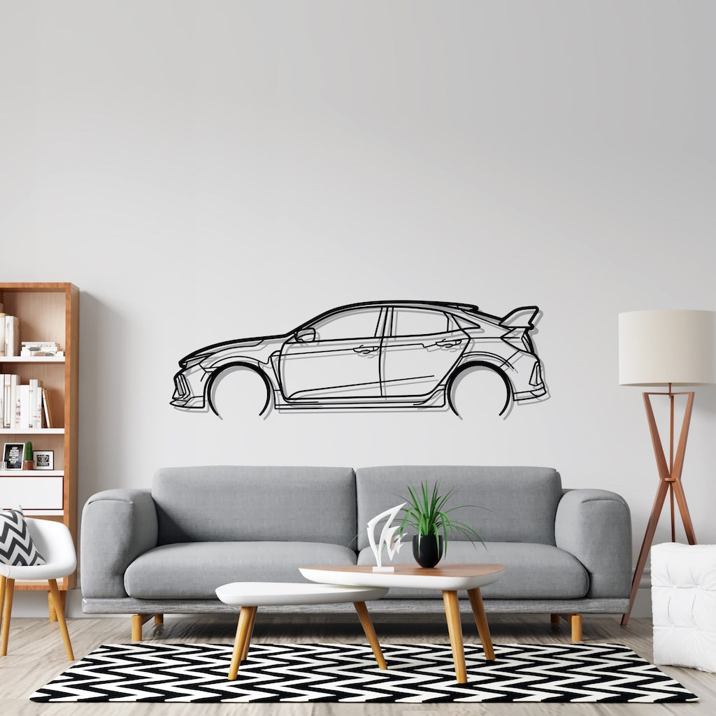 Civic Type R FK8 Detailed Silhouette Metal Wall Art