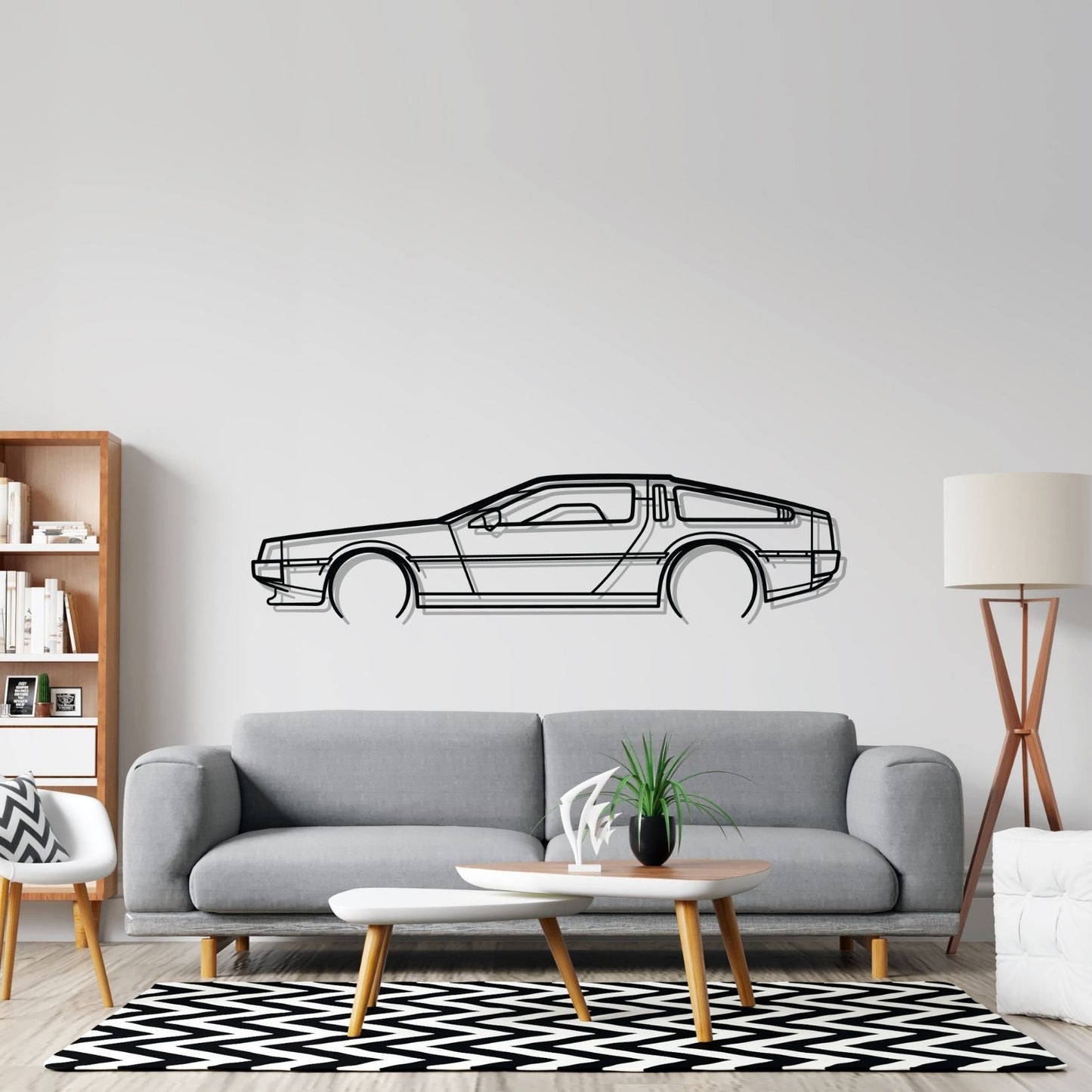 Delorean Detailed Silhouette Metal Wall Art