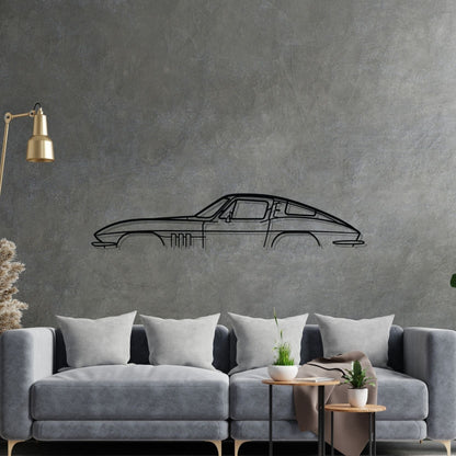 Corvette c2 Classic Silhouette Metal Wall Art