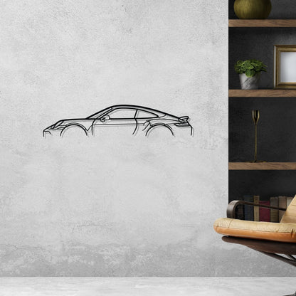 911 Turbo S Model 992 Classic Silhouette Metal Wall Art