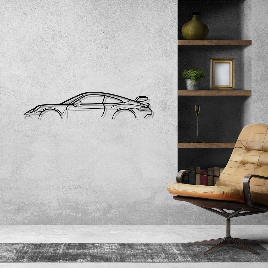 911 GT3 Model 992 Classic Metal Silhouette Wall Art