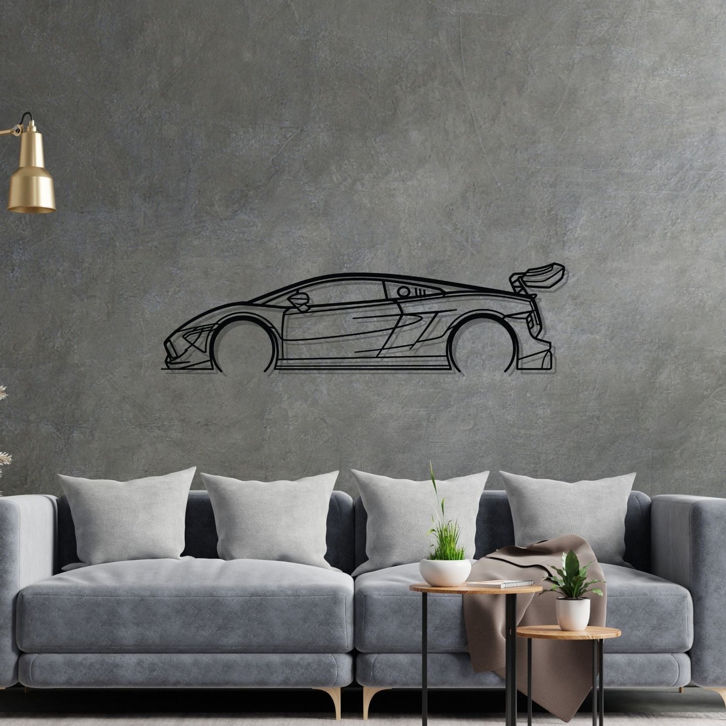 Gallardo Super Trofeo Detailed Silhouette Metal Wall Art