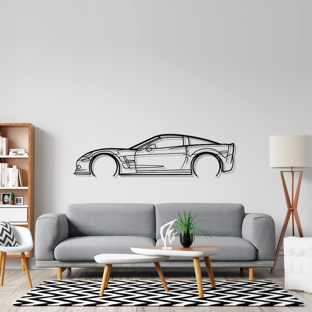 Corvette c6 ZR1 Detailed Silhouette Metal Wall Art