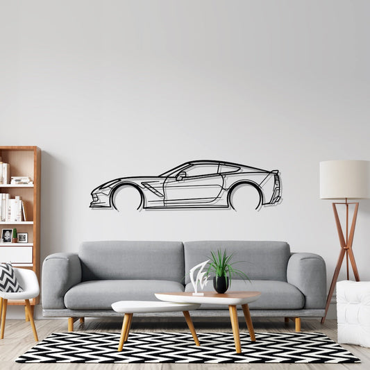 Corvette c7 Detailed Silhouette Metal Wall Art