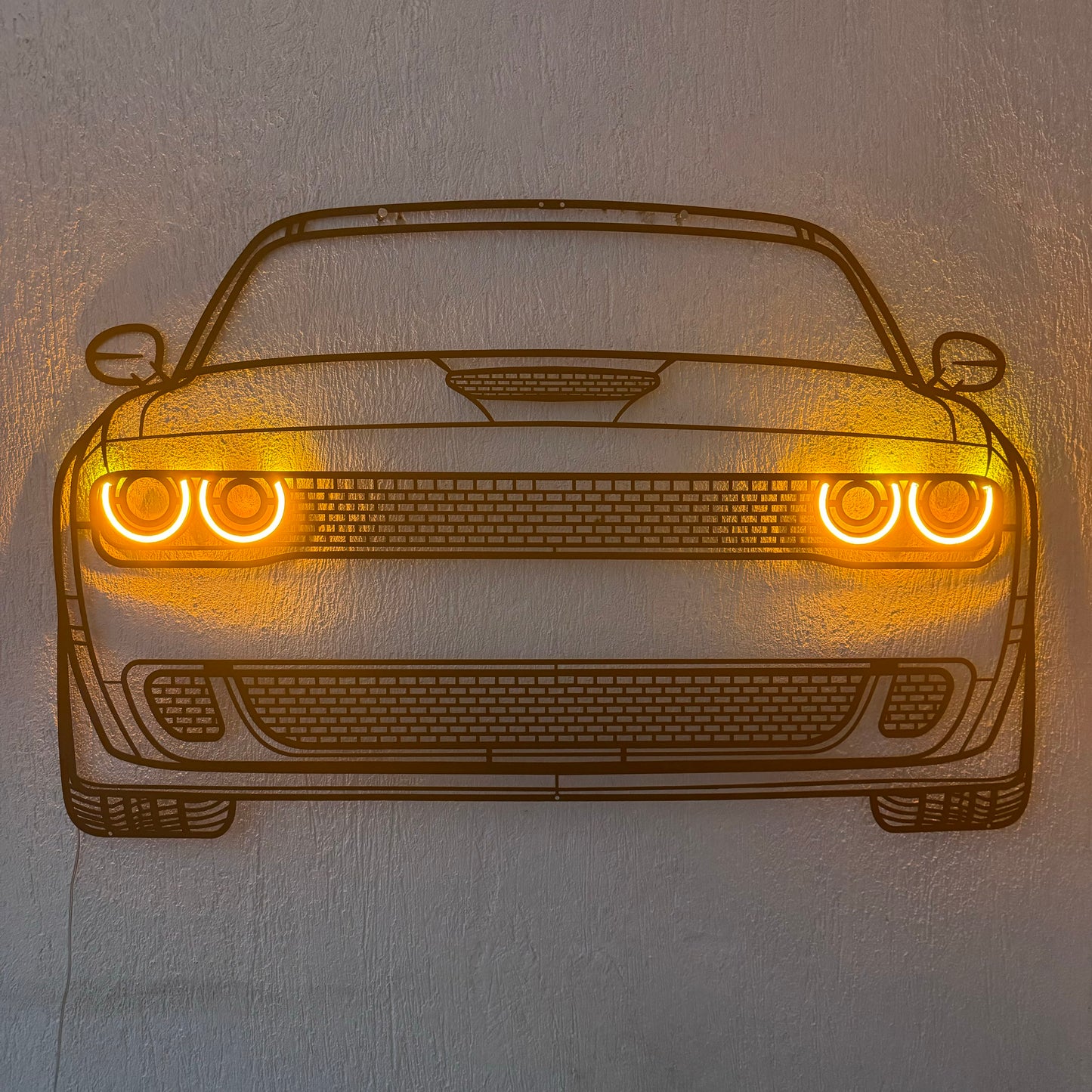 Challenger Front View Metal Neon Car Wall Art