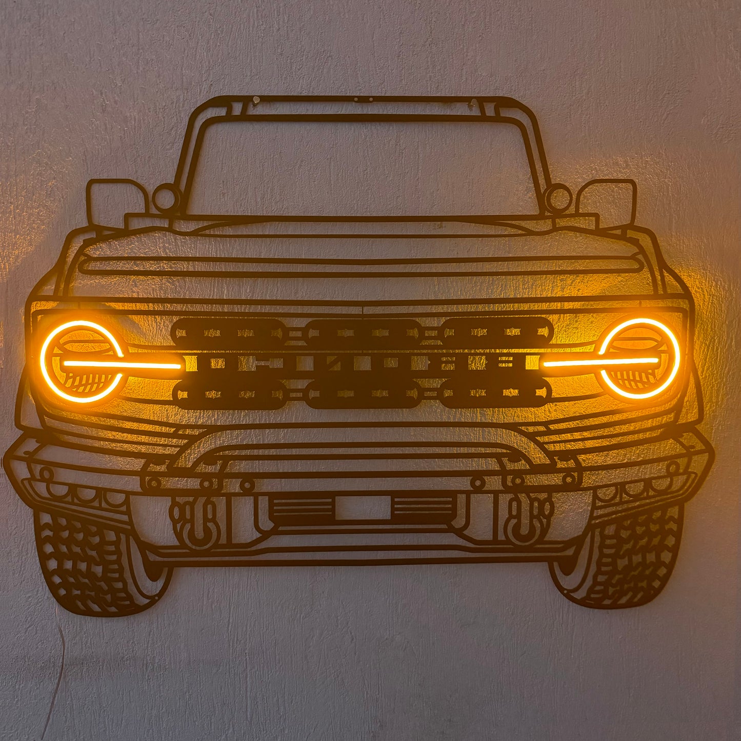 2022 Bronco Raptor Front View Metal Neon Car Wall Art