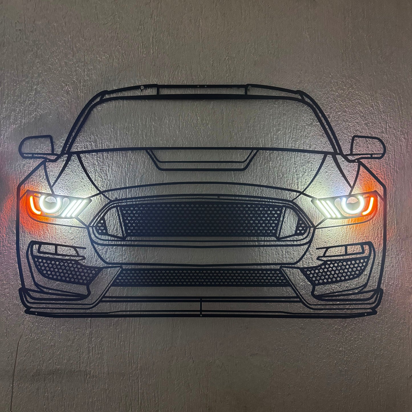 2017 Mustang Shelby GT350 Front View Metal Neon Car Wall Art