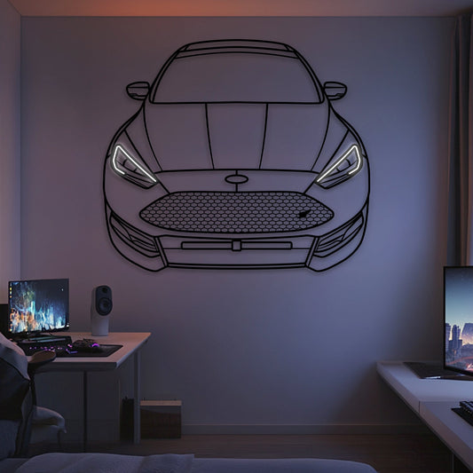 Focus RS Front View Metal Neon Car Wall Art